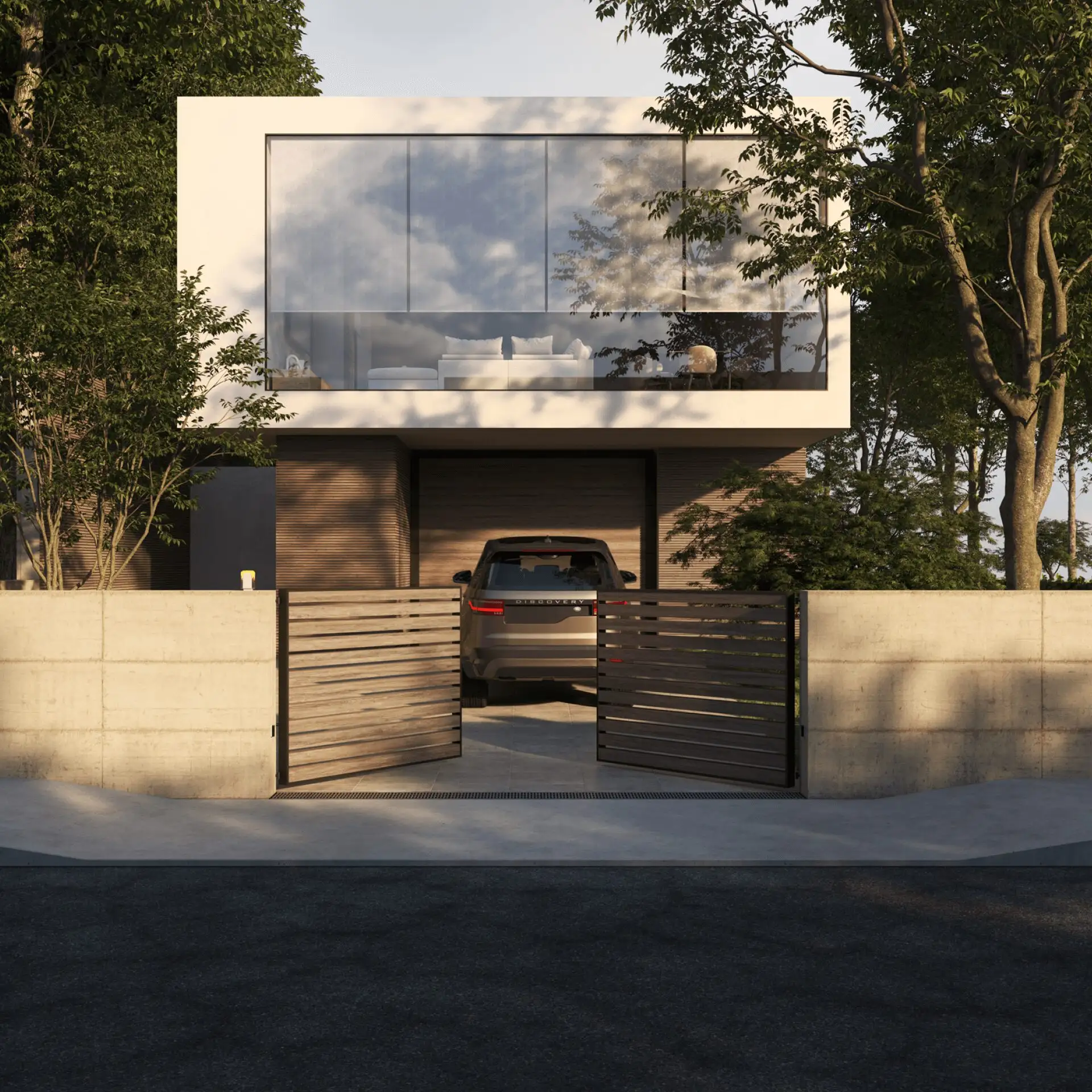 Villa moderna con cancello scorrevole motorizzato ABLE