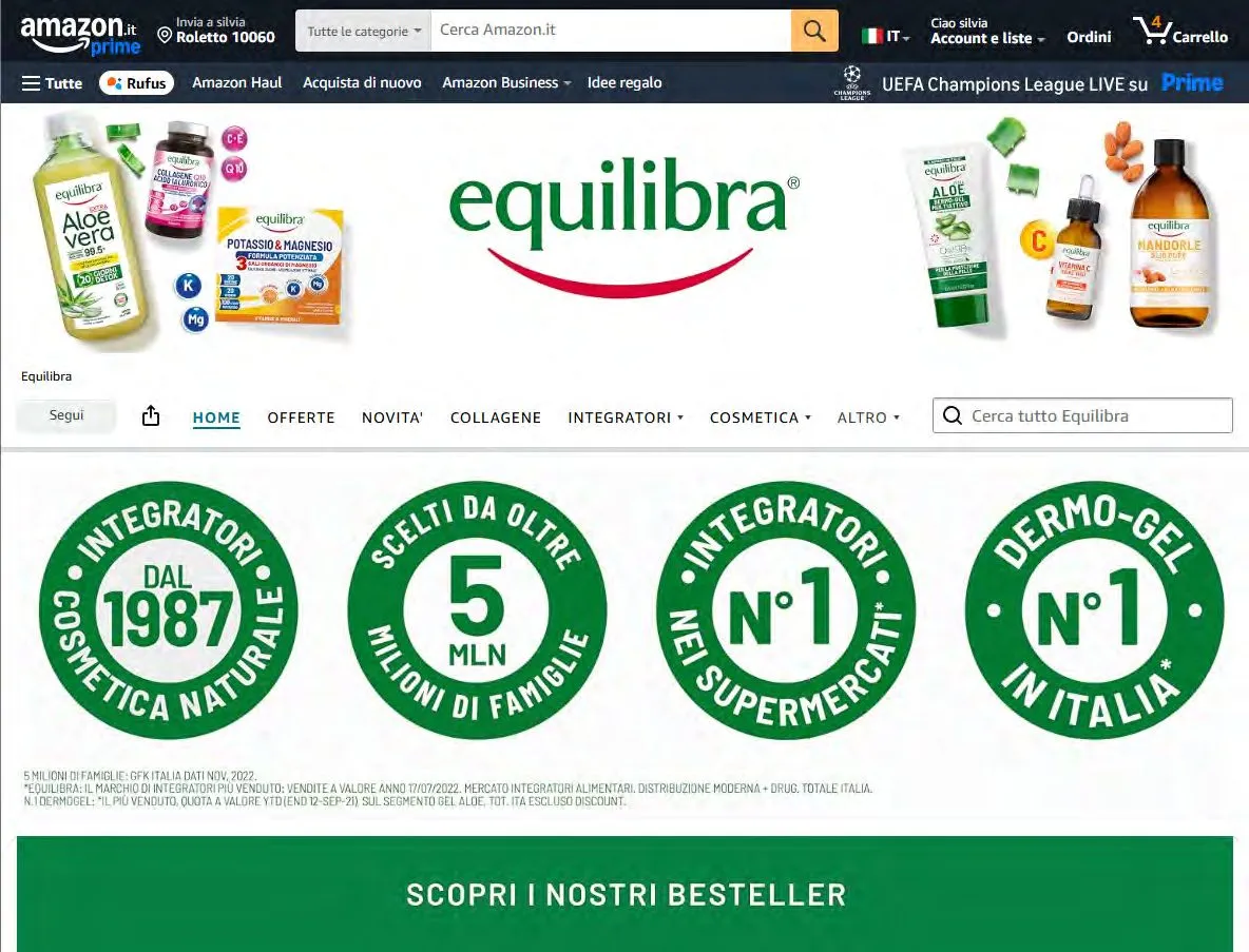 Scheda prodotto Equilibra su Amazon