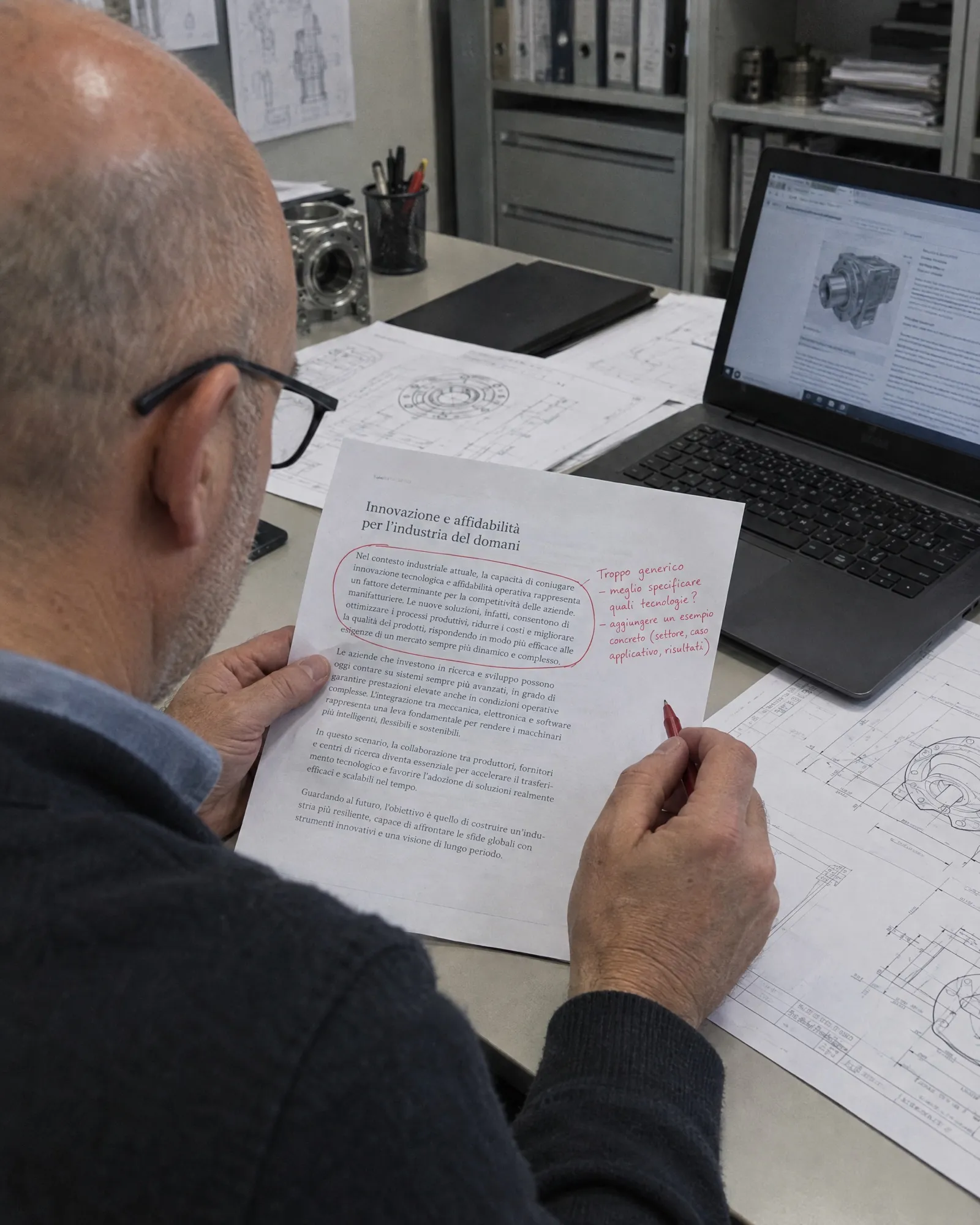 Apertura di una pagina riscritta e cerchiata in rosso
