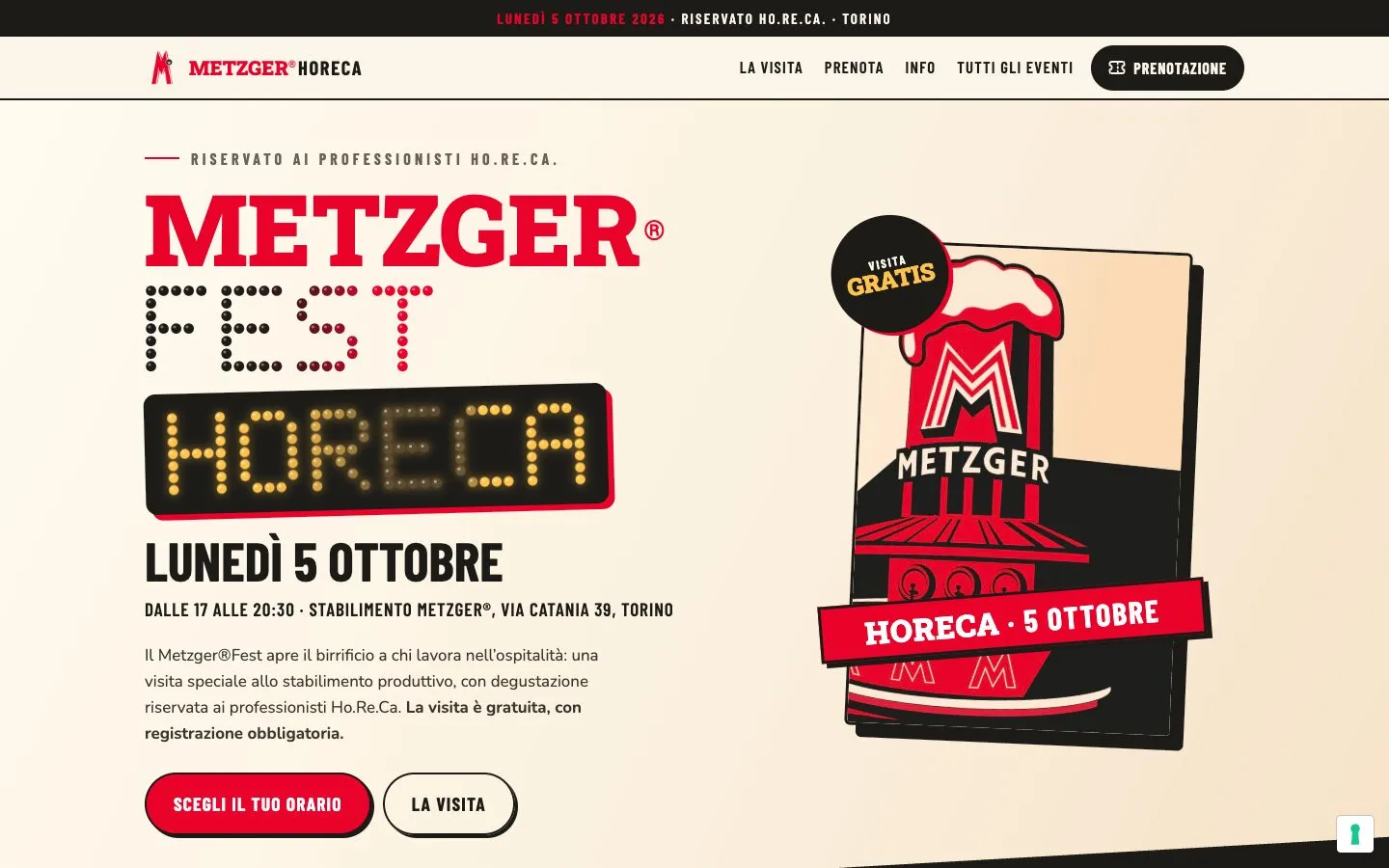 La landing del Metzger Fest Horeca per i professionisti