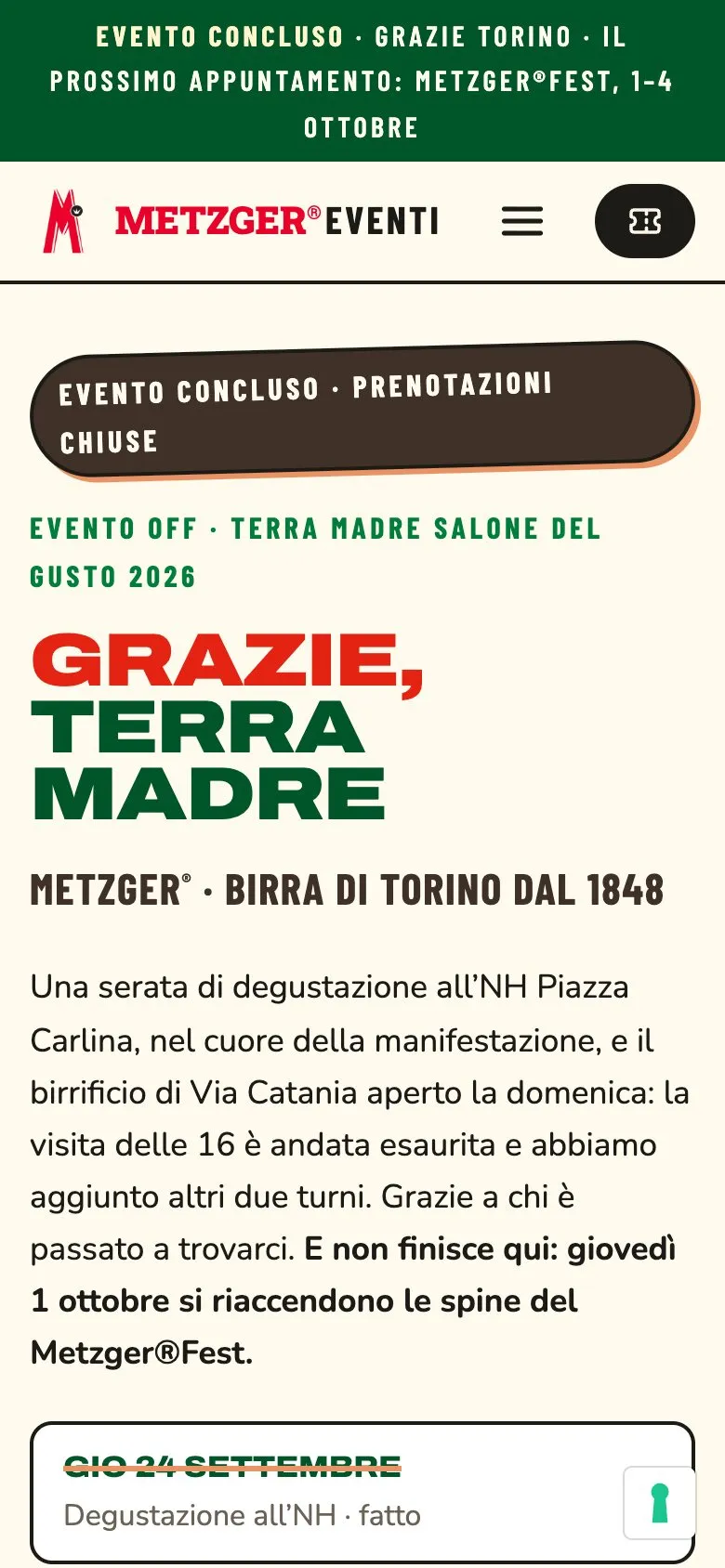 La landing di Terra Madre vista da telefono