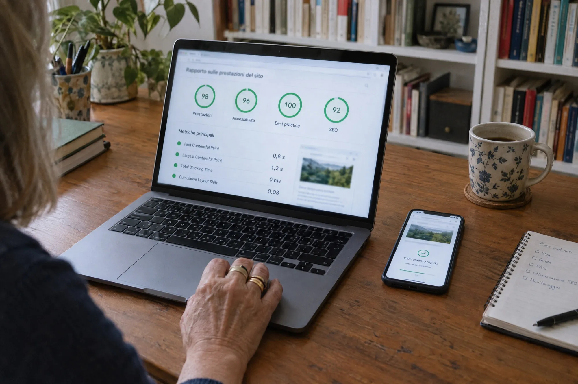 Report Core Web Vitals con i valori in verde